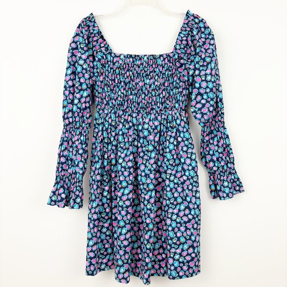 Lilly Pulitzer Beyonca Smocked Babydoll Dress Size M Seabreeze Blue Low Tide - Picture 2 of 12